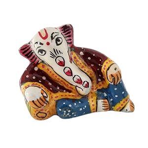 Ganesh statue small hand painted artisan made enamel on cast metal M03